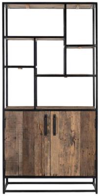 Product photograph of Largo Recycled Wood And Metal 2 Door Bookcase from Choice Furniture Superstore