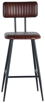 Product photograph of Boliwa Upholstered Brown Leather Bar Stool Sold In Pairs from Choice Furniture Superstore