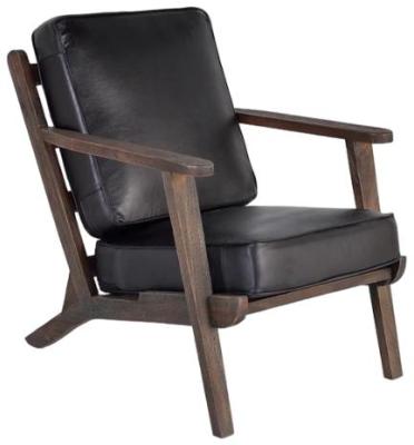 Product photograph of Ballard Upholstered Leather And Wooden Armchair from Choice Furniture Superstore