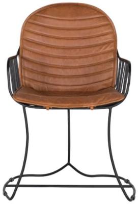 Product photograph of Joice Upholstered Light Brown Leather Dining Chair Sold In Pairs from Choice Furniture Superstore