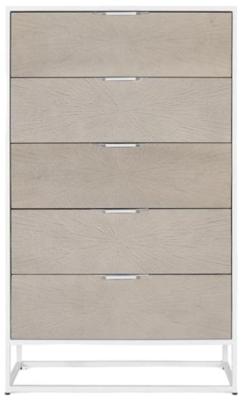 Product photograph of Tyronza White And Beige 5 Drawer Chest from Choice Furniture Superstore