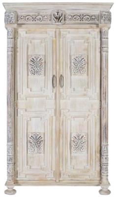 Product photograph of Imbery Aged White Mango Wood Wardrobe from Choice Furniture Superstore