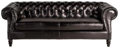 Cecil Black Genuine Leather Chester Sofa