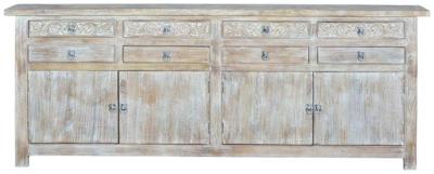 Rrasi Carved Mango Tree Wood 4 Door 8 Drawer Large Sideboard