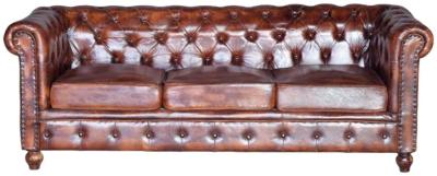 Talpa Genuine Brown Leather Chester Sofa