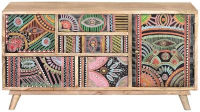 Product photograph of Nishova Hand-painted Mango Tree Wood Large Sideboard from Choice Furniture Superstore