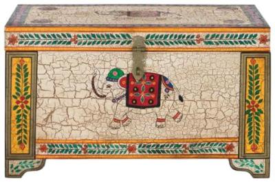 Product photograph of Loicheck Hand-painted Mango Wood Storage Trunk - 1570 from Choice Furniture Superstore