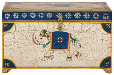 Product photograph of Jasnitz Hand-painted Mango Wood Trunk - 1571 from Choice Furniture Superstore