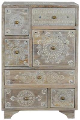 Dolap Hand Painted Solid Mango Wood 7 Drawer Chest