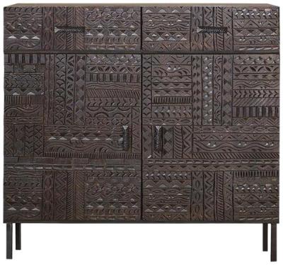 Macedonia Carved Mango Wood 2 Door 2 Drawer Medium Sideboard