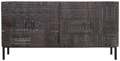 Product photograph of Macedonia Solid Mango Tree Wood 4 Carved Door Large Sideboard from Choice Furniture Superstore