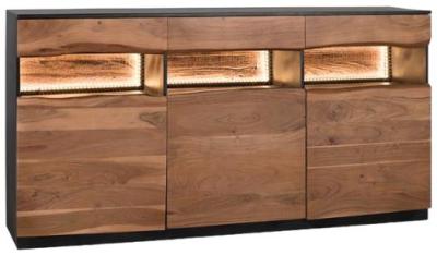 Product photograph of Niarada Solid Acacia Wood 3 Door 3 Drawer Large Sideboard from Choice Furniture Superstore