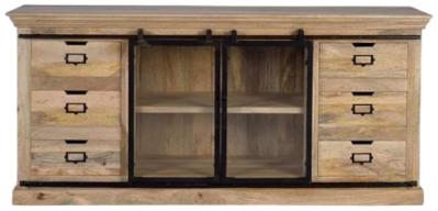 Product photograph of Grapsht Industrial Mango Wood 2 Door 6 Drawer Large Sideboard from Choice Furniture Superstore