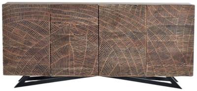 Product photograph of Karlstad Carved Acacia Tree Wood Large Sideboard from Choice Furniture Superstore