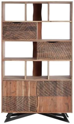 Product photograph of Karlstad Solid Acacie Wood Carved Cabinet from Choice Furniture Superstore