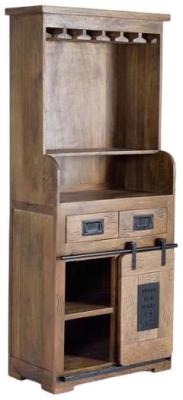 Product photograph of Galion Industrial Mango Tree Wood Bottle Rack Cabinet from Choice Furniture Superstore