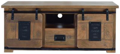 Product photograph of Galion Industrial Mango Wood 2 Door 1 Drawer Tv Cabinet from Choice Furniture Superstore