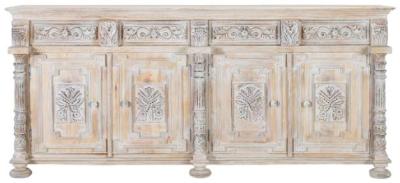 Product photograph of Halambres Mango Wood Aged White Large Sideboard from Choice Furniture Superstore