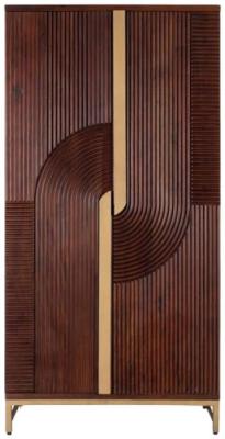 Product photograph of Force Mango Wood And Metal 2 Door Tall Bar Cabinet from Choice Furniture Superstore
