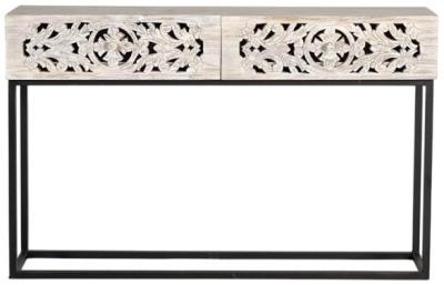 Quintana Carved Mango Tree Wood Console Table