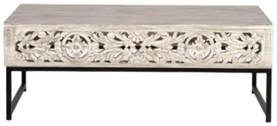 Quintana Hand Carved Mango Tree Wood Coffee Table