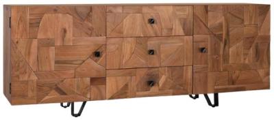 Curtesi Solid Acacia Wood 2 Door 3 Drawer Large Sideboard