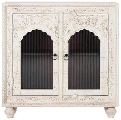 Carlani Solid Mango Wood 2 Glass Door Small Sideboard