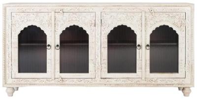 Tudani Solid Mango Wood 4 Glass Door Large Sideboard