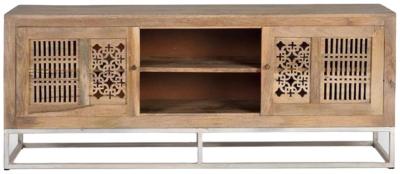 Product photograph of Hiram Carved Mango Wood Tv Cabinet from Choice Furniture Superstore