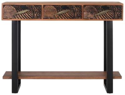 Product photograph of Orviston Acacia Wood 3 Drawer Console Table from Choice Furniture Superstore