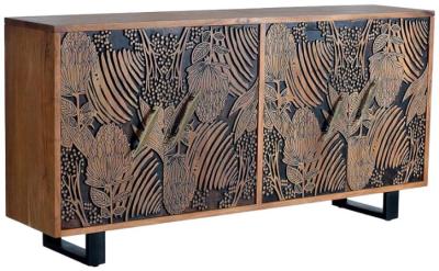 Orviston Hand Carved Acacie Wood Large Sideboard