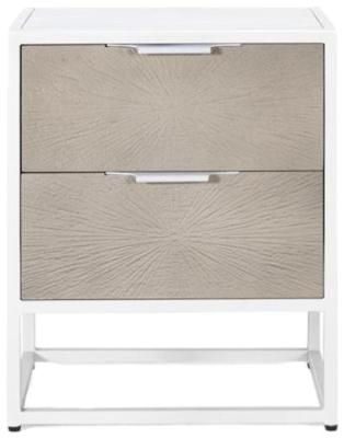 Ceris White And Beige 2 Drawer Bedside Cabinet