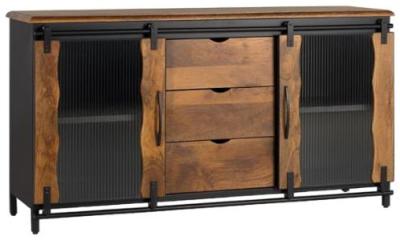 Ballinger Industrial 2 Sliding Door 3 Drawers Medium Sideboard 1426