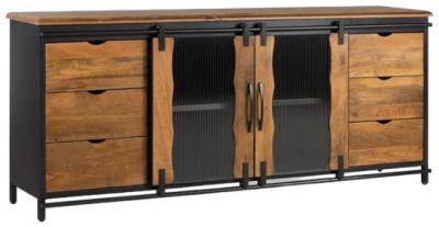 Product photograph of Ballinger Industrial 2 Sliding Doors 6 Drawer Large Sideboard from Choice Furniture Superstore