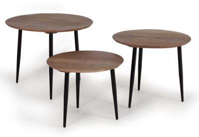 Vitonga Acacia Wood And Metal Coffee Table Set Of 3