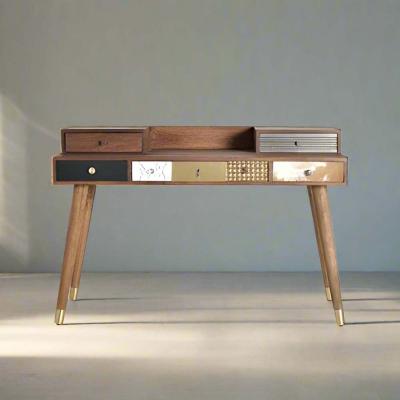 Product photograph of Bonham Mango Wood 5 Drawer Desk from Choice Furniture Superstore