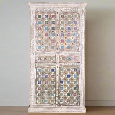 Product photograph of Awendaw Mango Wood 4 Door Hall Cabinet from Choice Furniture Superstore