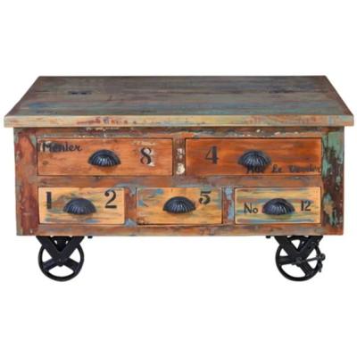 Gerber Recycled Wood Square Cart Coffee Table