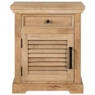 Jaylene Louvered Mango Wood 1 Door 1 Drawer Louvered Bedside Table