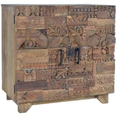 Omao Carved Mango Wood 2 Door Small Sideboard 90cm
