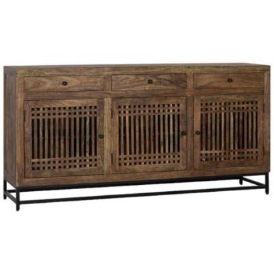 Uvalda Acacia Wood 3 Door Large Slatted Sideboard 180cm