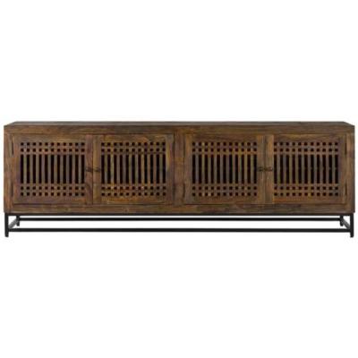 Uvalda Acacia Wood Storage Slatted Tv Unit