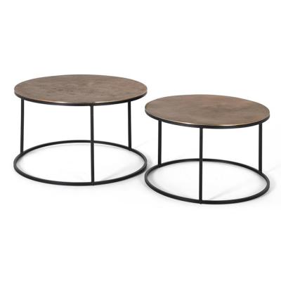 Ilboru Aged Copper Round Coffee Table Set Of 2