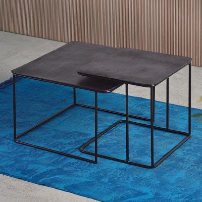 Kingalamila Grey Metal Square Coffee Table Set Of 2