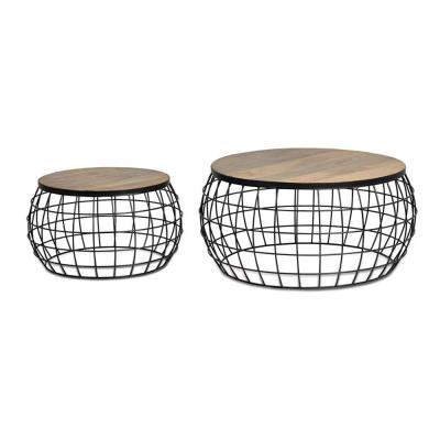 Hemagoma Mango Wood Round Coffee Table Set Of 2