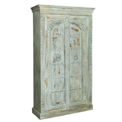 Flourtown Watergreen Hand Carved Mango Wood 2 Door Wardrobe