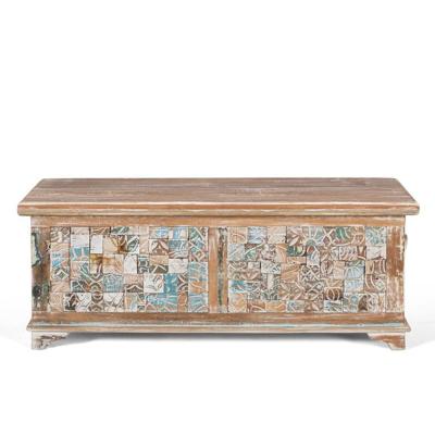 Entholzen Carved Mango Wood Storage Trunk