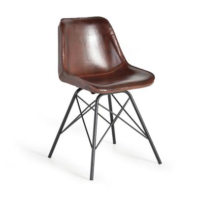2 X Citrus Industrial Style Brown Leather Dining Chair