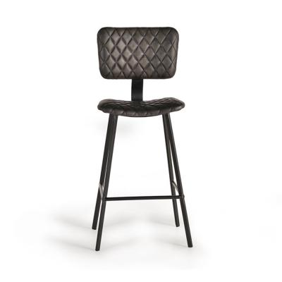 2 X Danidun Dark Grey Leather Bar Stool