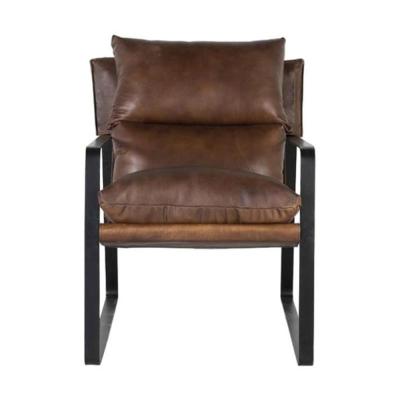 Dunmor Brown Leather And Metal Armchair